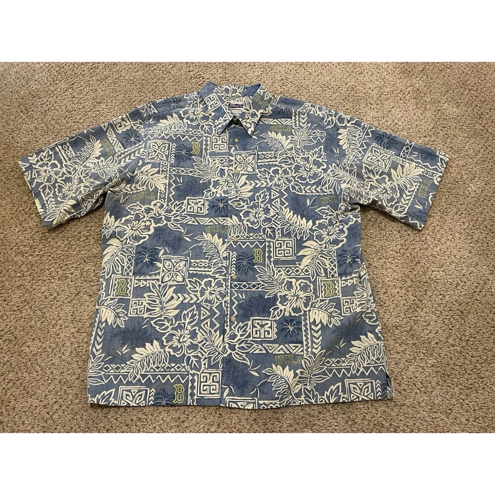Reyn Spooner UCLA Hawaiian Shirt Mens XXLarge Cotton  Floral Short Sleeve Button